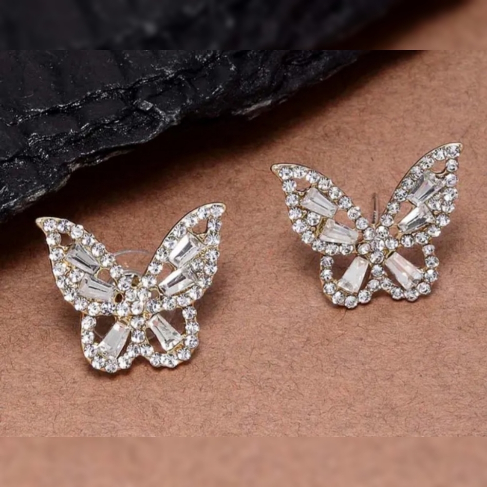 Jeweled Buterfly Earrings studs crystals sparkly 🦋